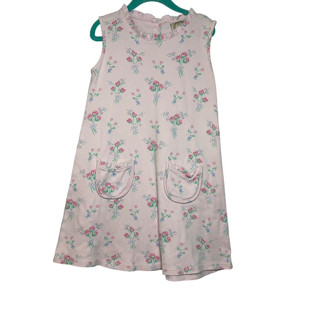 Beaufort Bonnet Company Girls Pink Floral Pima Cotton Ruffle A-Line Dress Size 7